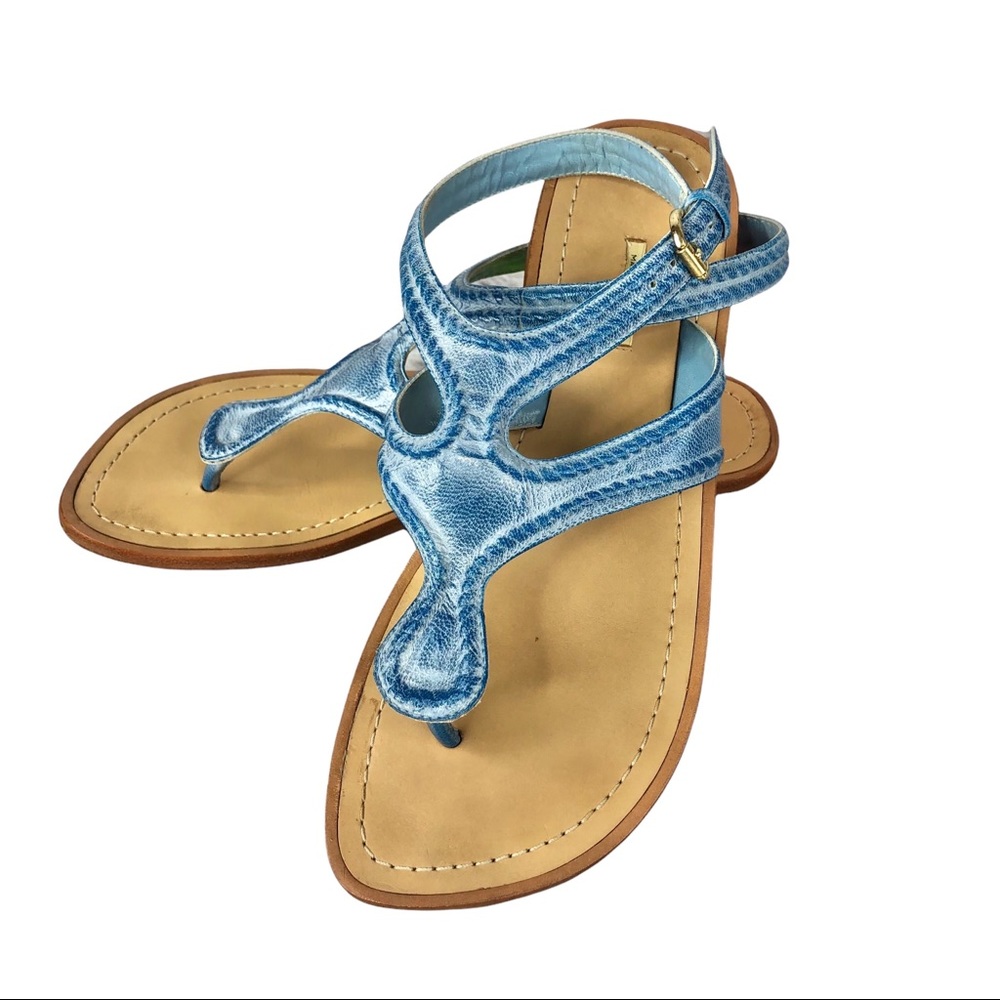 MAX STUDIO blue leather sandal Sz. 7